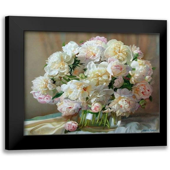 Kopania, Zbigniew 14x12 Black Modern Framed Museum Art Print Titled - Peonies in a Glass Vase