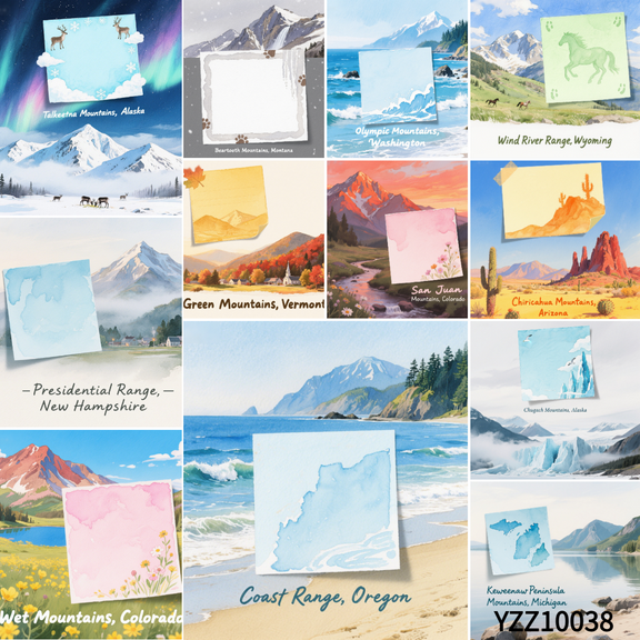Yooma Parks & Mountains Sticky Notes - Decorative Nature Stationery Note Cards 100-Pack | 3.54"x3.54" Self-Stick Emotional Messages | Ideal for Office Desk Decor, School Lockers & Home Reminders