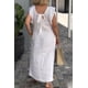 thumbnail image 5 of Vestido de lino y algodón para mujer, prenda holgada con tirantes y manga larga de mariposa, color blanco, elegante e informal, a la moda, 5 of 5