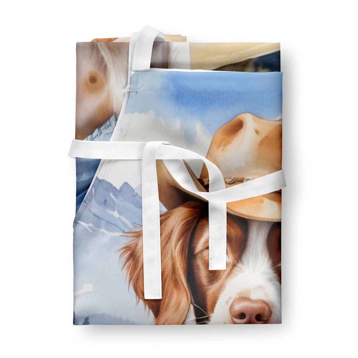 Brittany Spaniel Cowboy Welcome Apron 27 in x 30 in