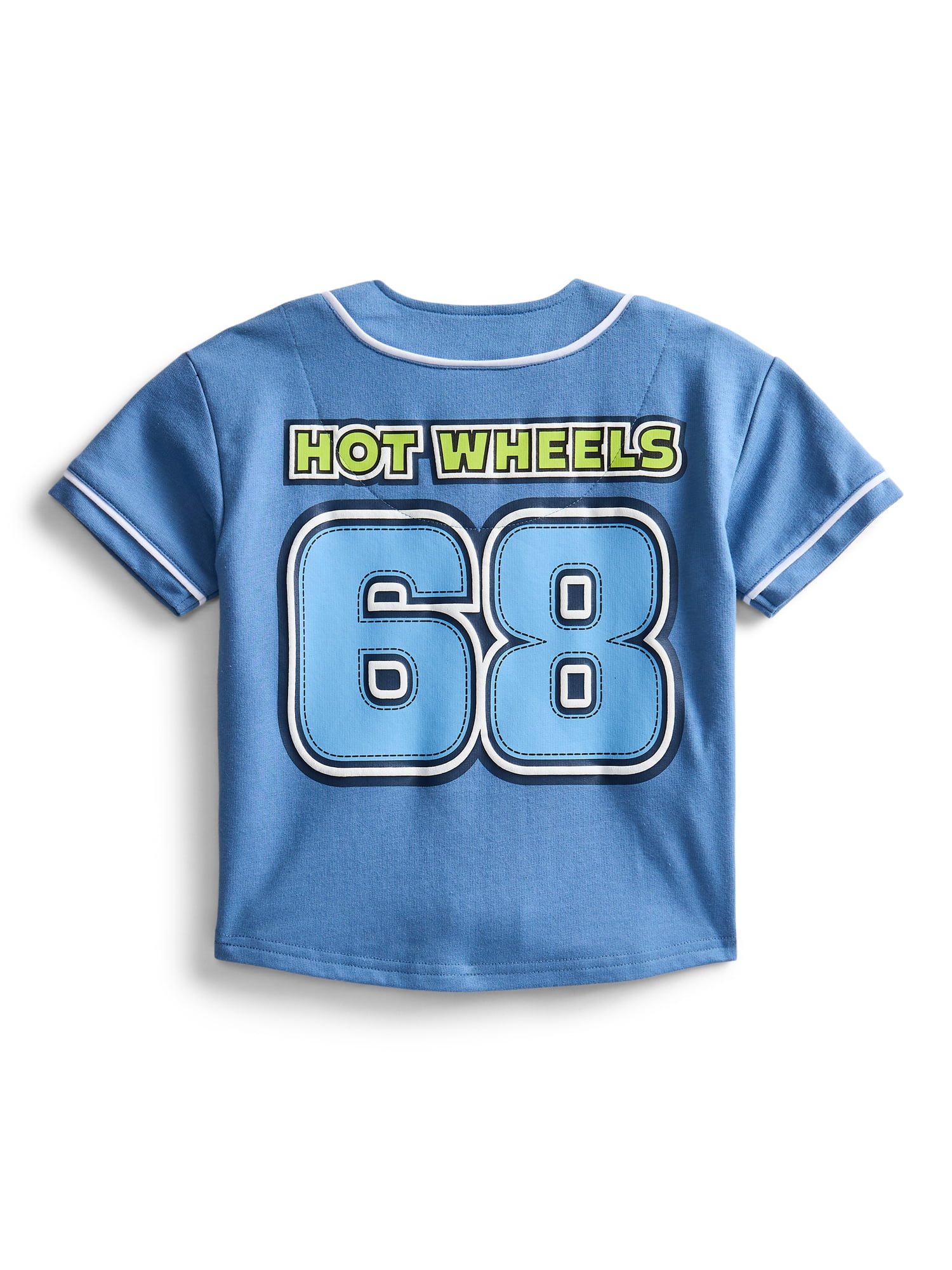 Hot Wheels Toddler Button Down Baseball Jersey with Short Sleeves, Sizes 12M-5T