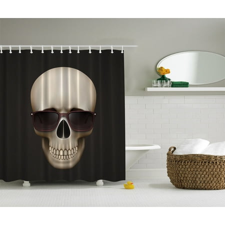 Skulls Decorations With Sunglasses Urban Man Cave Gothic Fabric