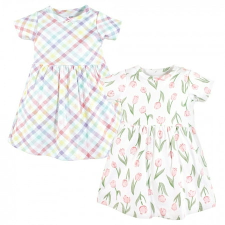 

Hudson Baby Infant and Toddler Girl Cotton Dresses Pink Tulips 0-3 Months