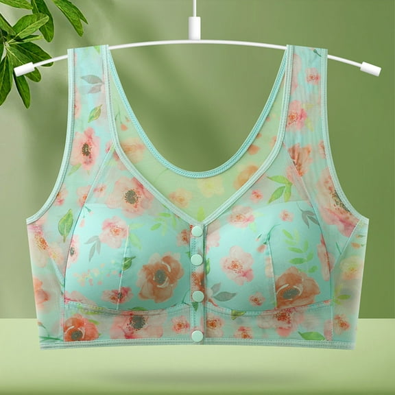 Comfortable Women's Bra High Support Bras For Women Adjustable Strap Full Coverage Up Bras Comfortable No Underwire Wireless Bras,Green Women's Bra 38