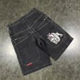 thumbnail image 2 of Venta directa de pantalones cortos de mezclilla con estampado hip-hop, pantalones de pierna ancha informales americanos para hombres, 2 of 5