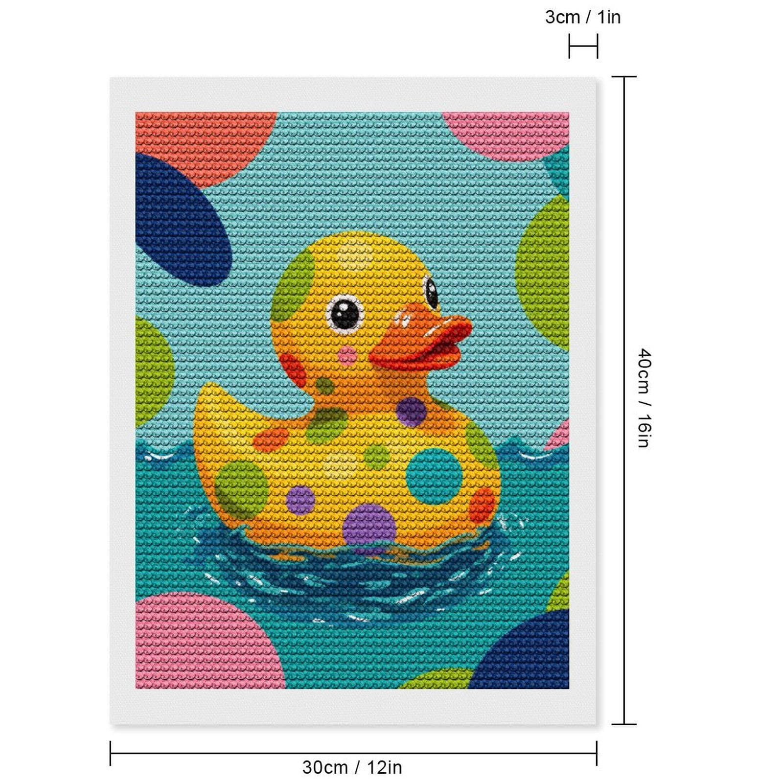 Diamond Art Kit for Adults, Colorful Polka Dot Rubber Duck Diamond