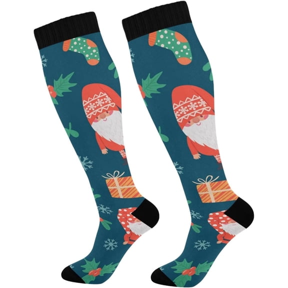 GZHJMY Christmas Compression Socks, Women Men Long Stocking (20-30mmHg), Travel Knee High Stockings for Athletic Sports,Running,Cycling,Nursing
