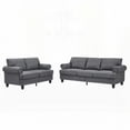 thumbnail image 6 of Modern Grey Polyester 2+3 Seater Sofa with Solid Wood Frame and Nail Decor for Living Room, 6 of 11
