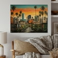 thumbnail image 2 of Designart "Miami Palms Orange Palm Trees by the Coast II" Cityscapes Print on Natural Pine Wood, 2 of 5