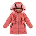 thumbnail image 2 of Letdown Girls Winter Coat Warm Parka Puffer Jacket with Hood Warm Zipper Outerwear Jackets Coats for Snow Play & Casual Outdoor (Watermelon Red,4-5 Years), 2 of 8