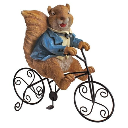 Special Delivery: Squirrel Bicycle Messenger Garden Statue