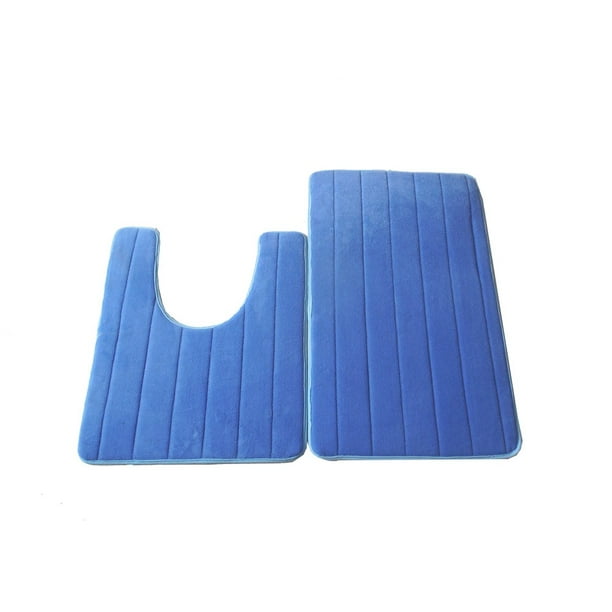 2 Pieces Soft Rubber Bath Mat + Pedestal Mat NonSlip Coral Velvet Bath Pedestal Mat Dry Quickly