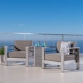 thumbnail image 5 of Christopher Knight Home Cape Coral Outdoor Aluminum 3 Piece Chat Set with C Shaped Table by  Faux Wood Table - Non Sunbrella Grey, 5 of 5