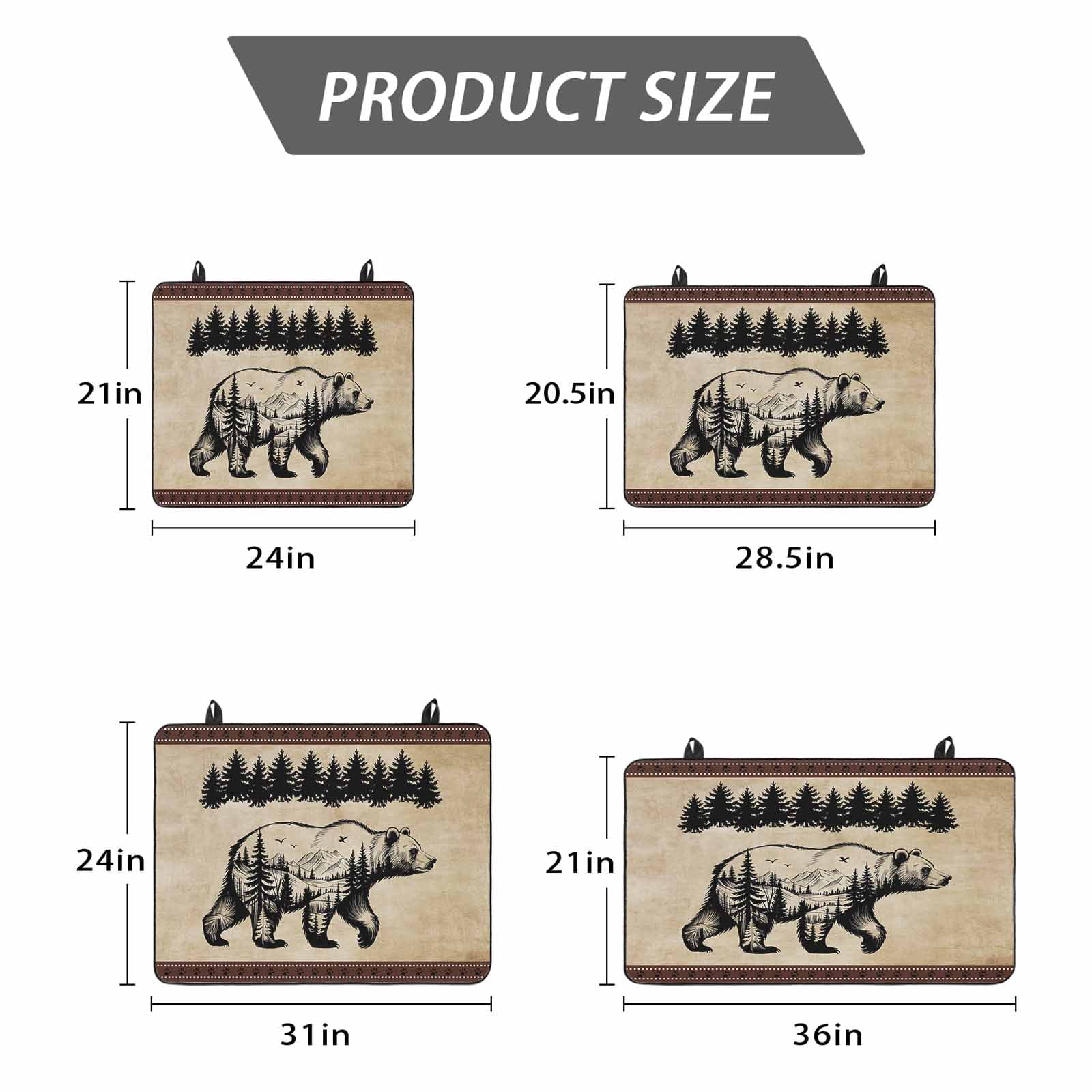 Brown Black Bear Stove Top Cover for Electric Stove, Heat-proof & Non Slip Glass Top Stove Cover Protector, Farmhouse Cabin Forest Vintage Kitchen Flat Cooktop Rubber Mat 24x21 Inches