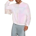 thumbnail image 4 of INSPIRE CHIC Shiny Varsity Jacket for Men's Zipper 70s Disco Sparkly Sequins Baseball Bomber Jackets S Holographic, 4 of 5
