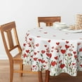 thumbnail image 2 of Valentine Tablecloth 60×60 Inch Round, Red Hearts Green Plants Washable Table Cover for Party Picnic Dinner Decor, 2 of 6