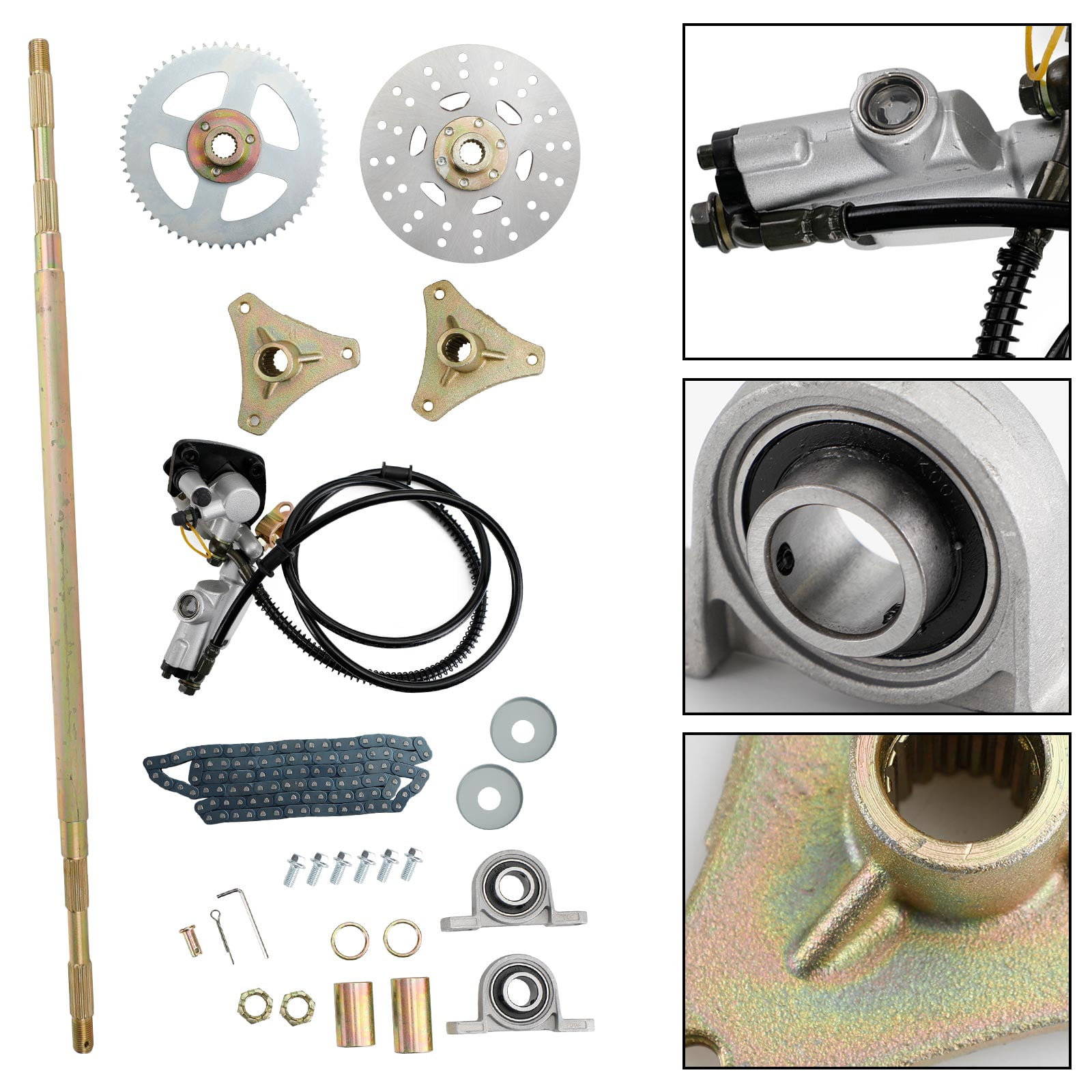 29" ATV Quad Go Kart Rear Live Axle Kit Sprocket Brake Wheel Hub Brake