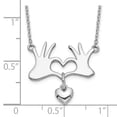 thumbnail image 4 of Finest Gold Sterling Silver Rhodium-Plated Hands Heart with Dangle Heart Necklace, 4 of 4