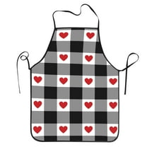 Bingfone Heart Black Buffalo Plaid Gingham for Tie-up Apron, Unisex Waterproof and Stain-Resistant Bib Apron for Kitchen Garden Painting