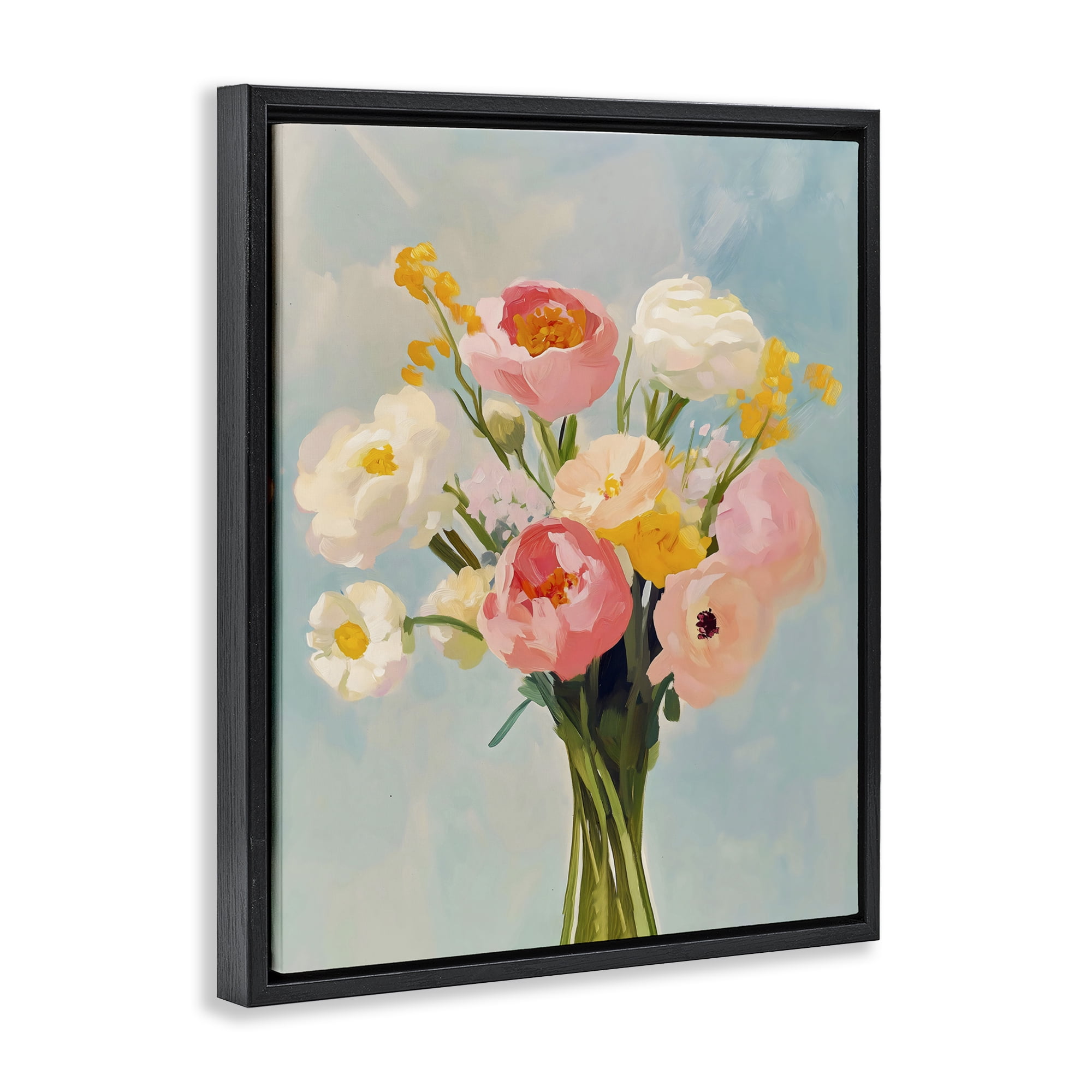 Stupell Industries Eclectic Floral Bouquet Black Framed Floater Canvas Wall Art, design by The Prints Vibe