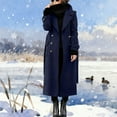 thumbnail image 4 of DAFPZW Women's Winter Double Breasted Wool Coat Business Casual Long Winter Pea Coat Trendy Outwear with Belt, 4 of 6