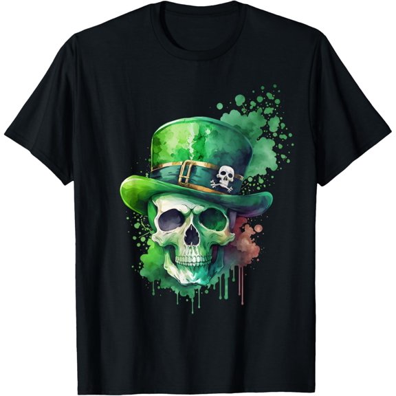 Saint Patricks Day Skull Pirate Green Men T-Shirt