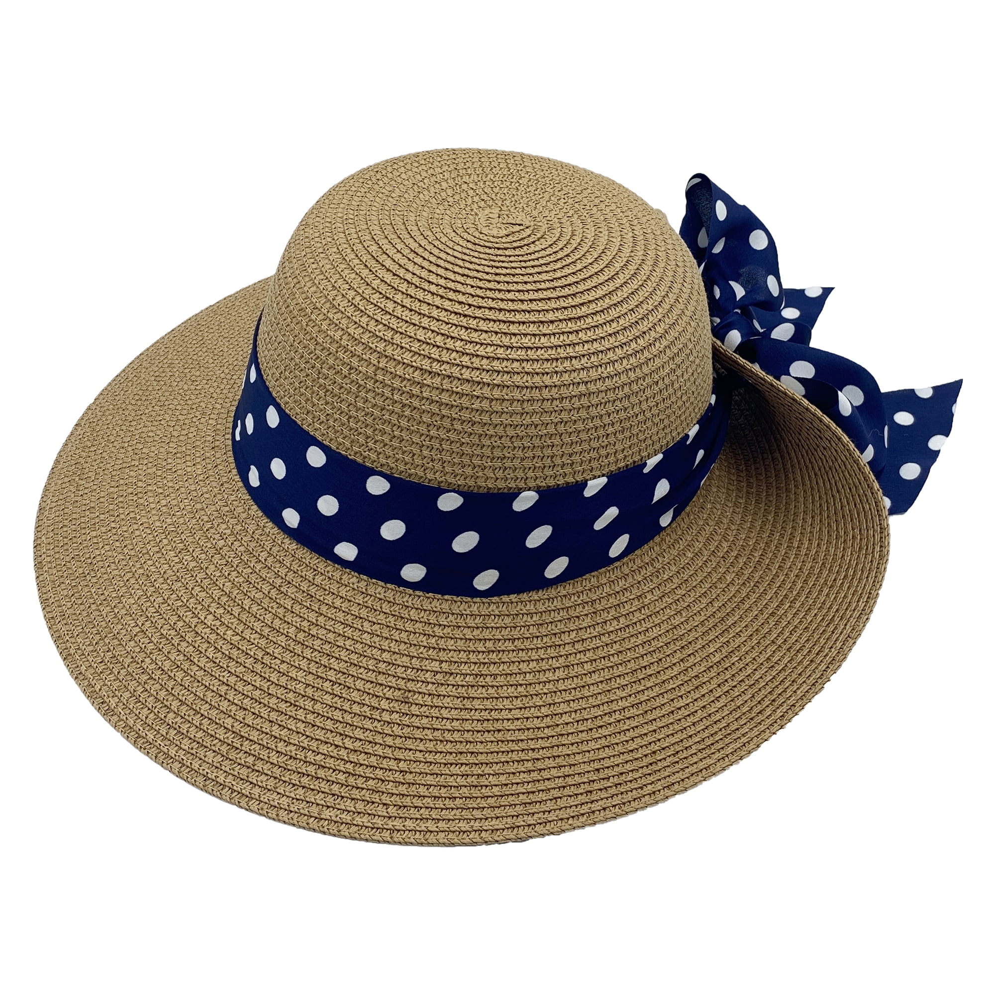 Women's Straw Sun Hat Adjustable UPF50+ Floppy Straw Sun Hat Perfect for Beach Travel and