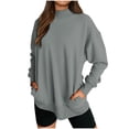 thumbnail image 3 of Jinhomg Oversized Sweatshirt for Women Casual Solid Color Mock Neck Sweatshirts Fall Loose Fit Comfy Long Sleeve Pullover Tops with Pocket Daily Wear Gray XXL, 3 of 7