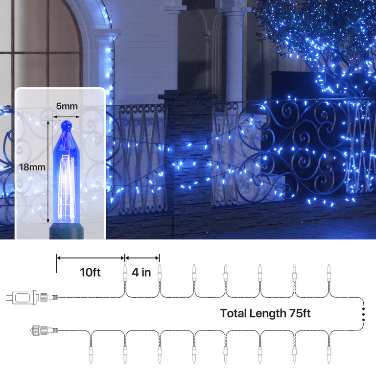 mollie 75Ft Waterproof Christmas Fairy Lights with 8 Mode