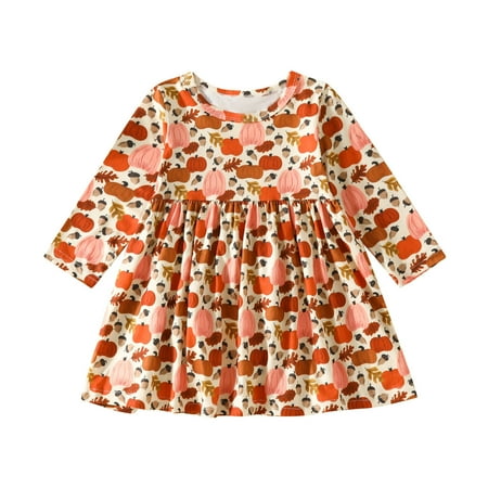 

TENSUNNYD Toddler Girls Long Sleeve Cartoon Prints Dress Clothes
