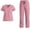 Pink, variant on SEMPAI Scrubs for Women Set - Stretch Scrub Top & Cargo Pants with Multi Pocket