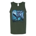thumbnail image 2 of Wild Bobby, Owl Flying at Nihght In Front of the Moon Animal Lover Mens Graphic Tank Top, Forest Green, 2XL, 2 of 3