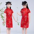 thumbnail image 5 of EnJoCho Girls Chinese Cheongsam 𝖥loral Graphic Traditional Dress Kids New Year Qipao Stand Collar Side Split Outfits Traditional Chinese Dress Kids Qipao Dress 𝖥loral, 5 of 5