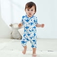 thumbnail image 2 of Lovzfmll Bamboo Viscose Short Sleeve Jumpsuit for Toddlers, Printed Snap Crotch Romper with Cropped Leg for Little Boys & Girls, Summer Outfits for 0-3 Months, 2 of 8