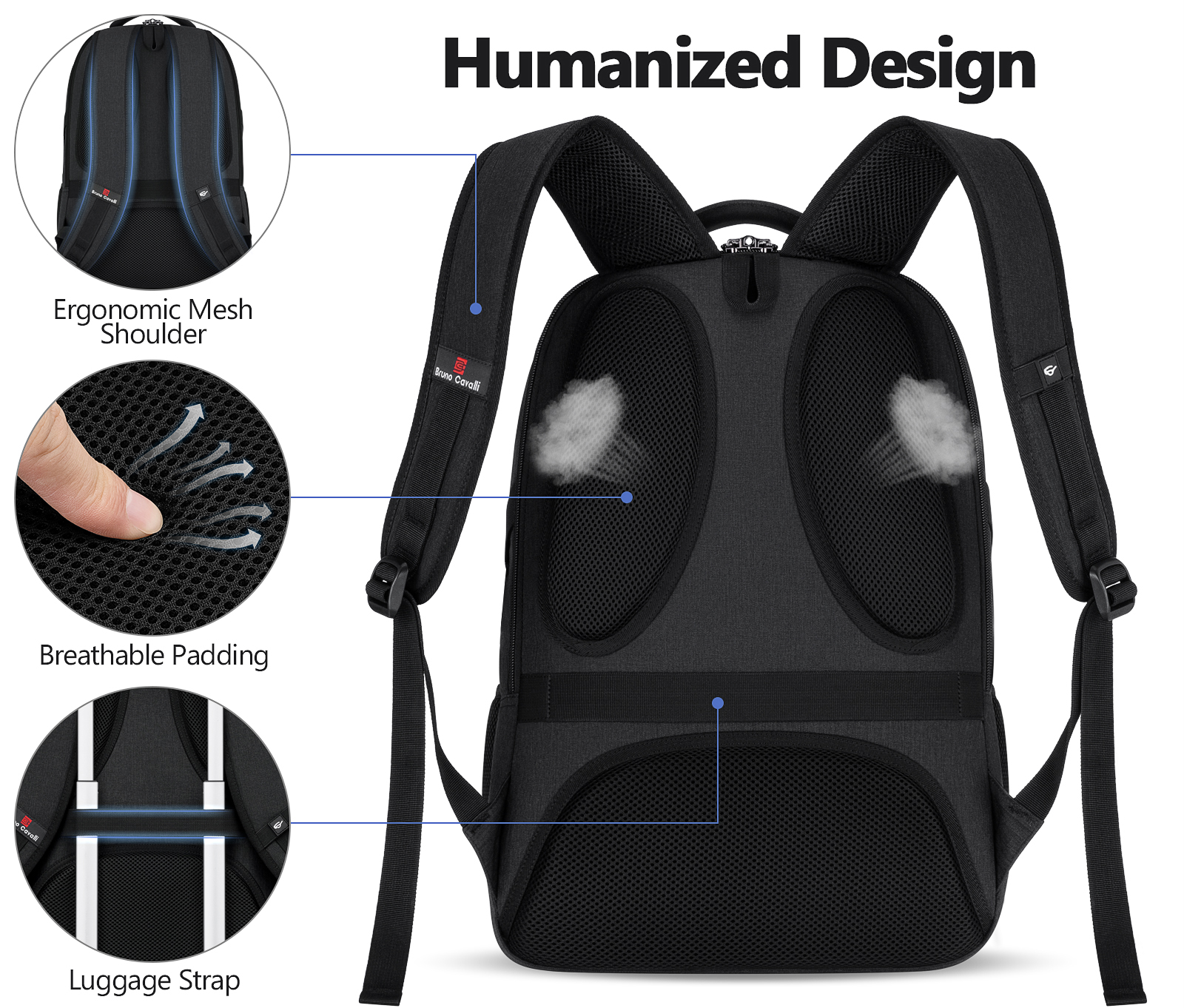 UKEIN 15.6" Laptop Backpack, Black photo 6