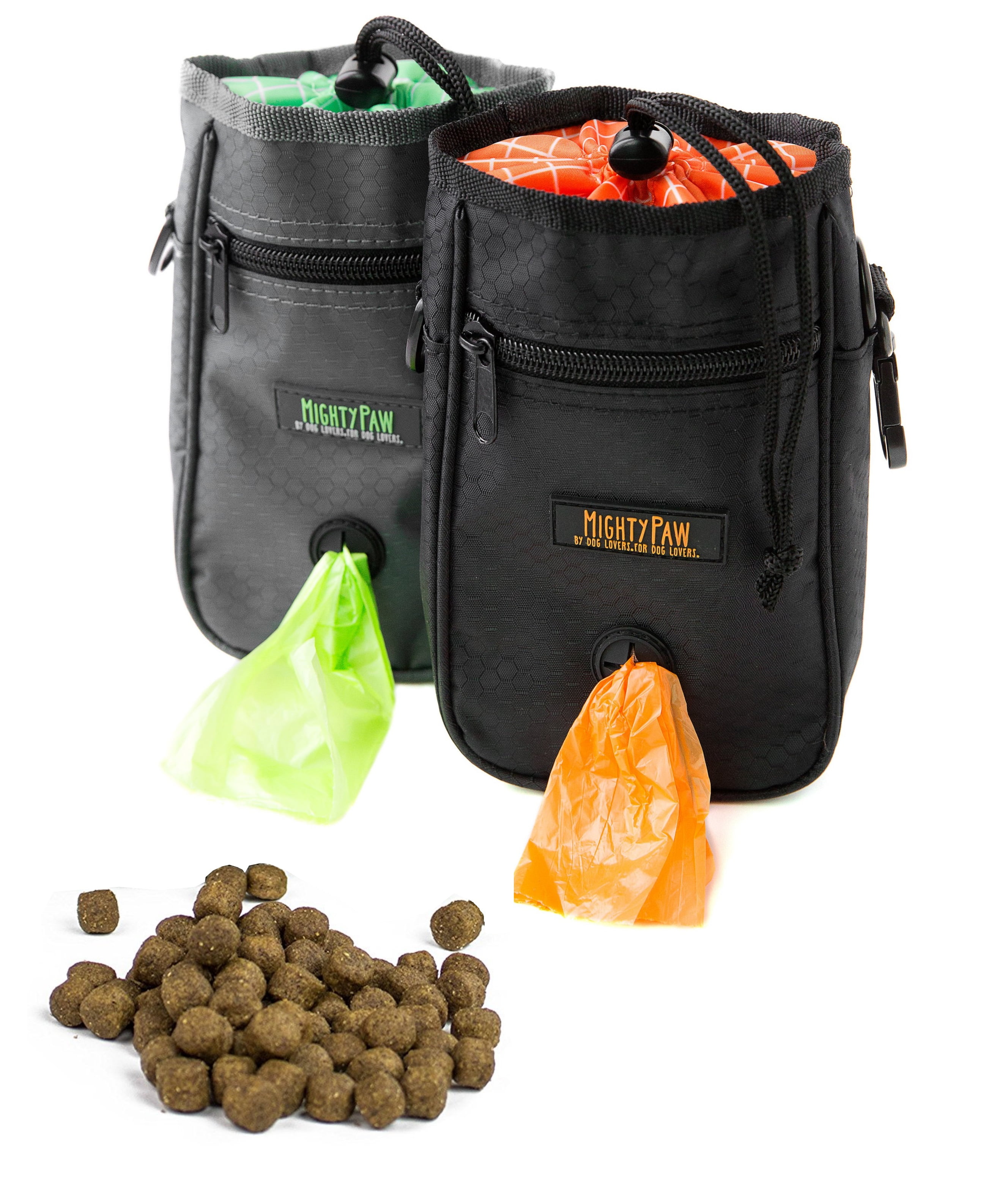 Mighty Paw Dog Treat Bag, Drawstring Closure Pouch, Includes Carabiner Hook, 1 Roll of Pickup