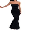 thumbnail image 4 of Femmes Off-Épaule Sans Manches Robe d'Été Élégant Bustier Bodycon Cocktail Partie Robe de Plage Streetwear, 4 of 6