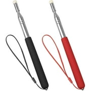 Telescopic Teacher Pointer 2 Pieces 100cm Retractable Teaching Pointer Stick Extendable Handheld Moderator Pointer with Lanyard for Classroom Whiteboard Teaching Presentations Show (Black Red)