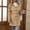 Khaki, variant on Women's Fall Winter Classic Outwear Overcoat with Pockets Button Single Breasted Pea Coat Red M