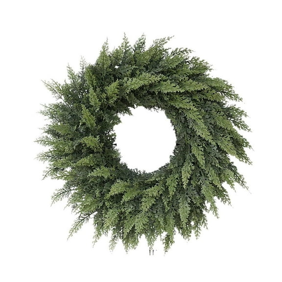 23.6 Inch Christmas Pine Cypress Wreath - Christmas Wreaths for Front Door, Real Touch Artificial Green Xmas Wreaths for Home Indoor Outdoor Decor