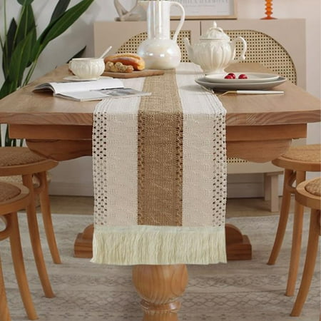 

Macrame Table Runner with Tassels Rustic Farmhouse Table Runner 12x72inch