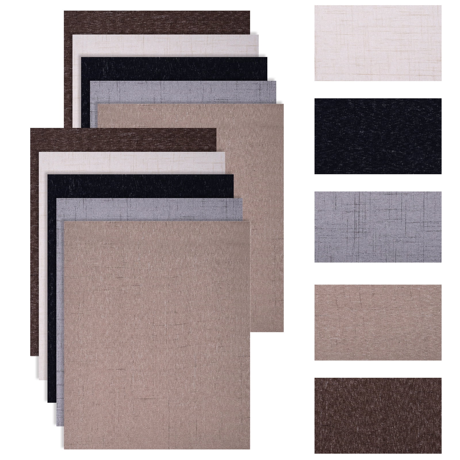 10pcs Linen Fabric Selfadhesive Patches Multicolor Repair Patches For