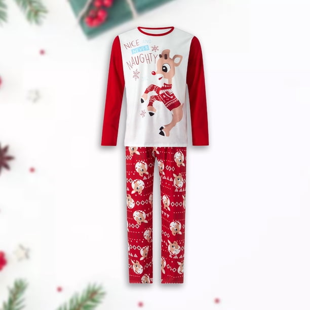 Conjunto De Pijamas De 2 Piezas Conjunto de pijama familiar de 2 piezas Conjunto informal de manga larga con estampado de alce y pantalones Traje diario Ygjytge Hombre Rojo 3Xl para Hombre