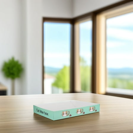 PTOOTP Disposable Paper Cat Litter Box with Splash Guard for Easy and Hygienic Pet Cleanup and Odor Control