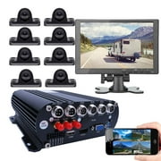 JOINLGO 8-CH Mobile DVR Backup Camera System 10" HD Screen Remote Monitor on PC Phone GPS WiFi 4G 1080P AHD Vehicle Car DVR MDVR Video Recorder with Mini Large View Angle Car Cameras for Truck/RV/Bus