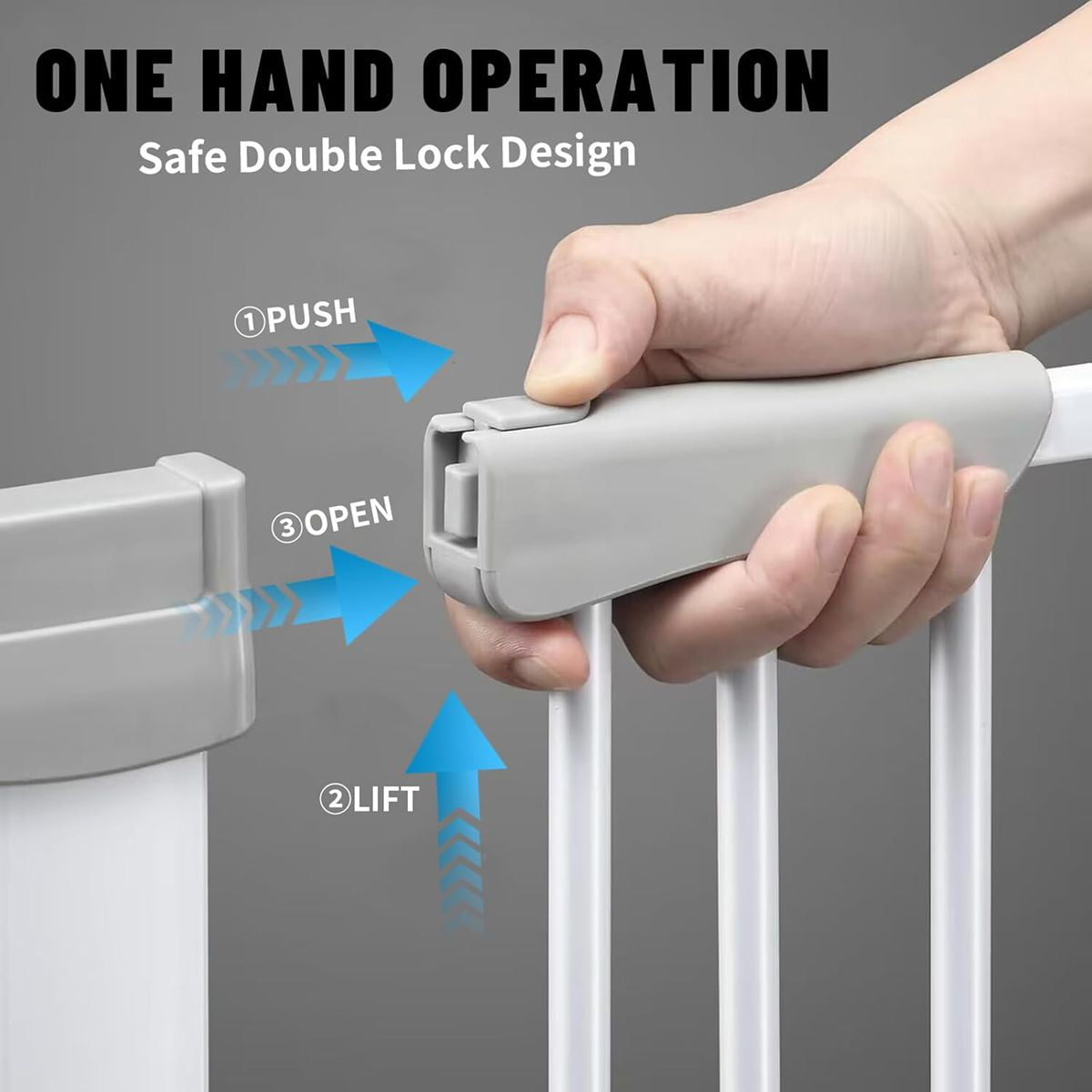 Magicorange Baby Safety Gate, Extra Tall 41 inch, Extra Wide 29.9" to 43.7" Pet Gate for Stairs and Doorway, No Drilling Pressure Mount Kit, White