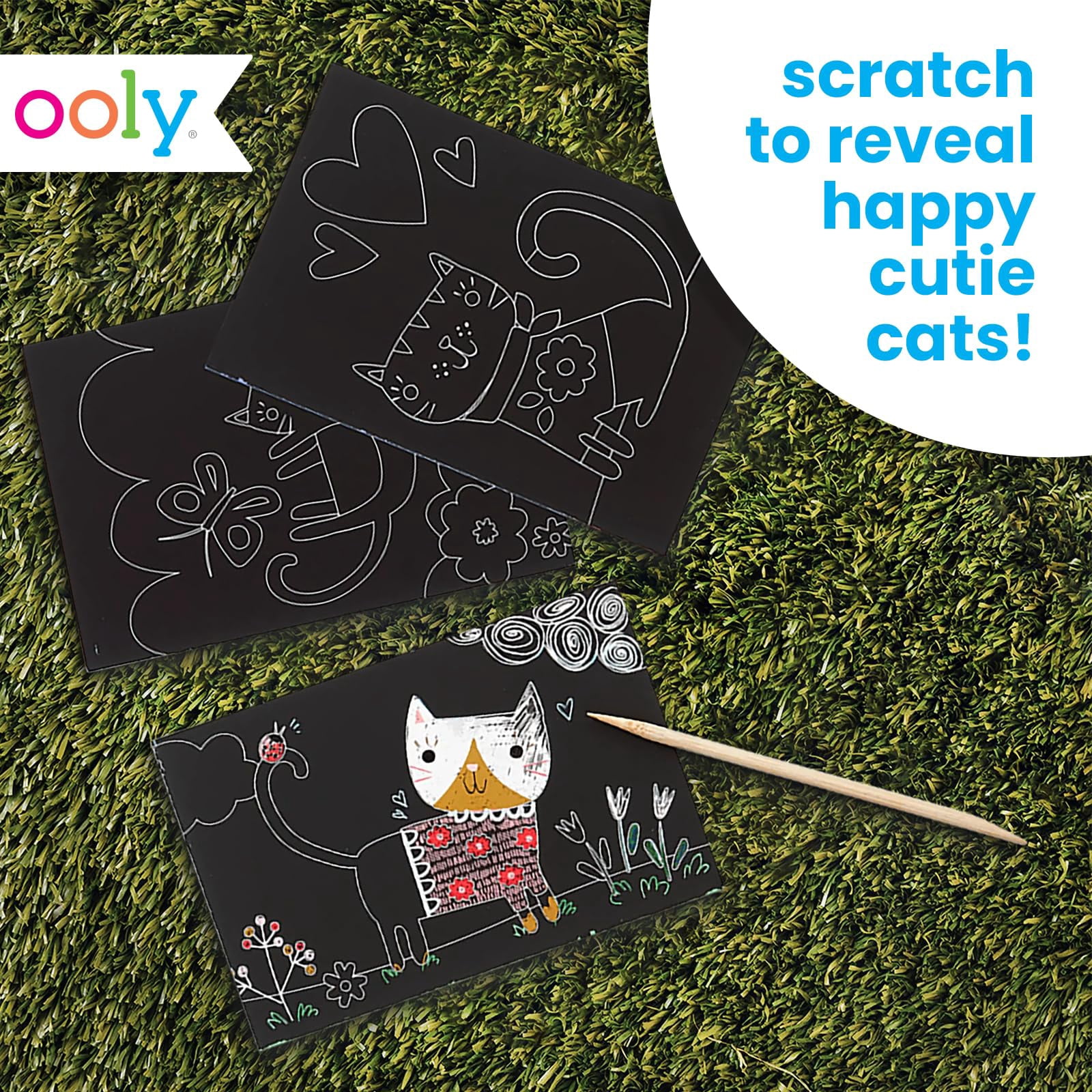 Ooly Mini Scratch & Scribble Art Kit: Cutie Cats, Scratch Off Art Sets for Kids