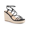 thumbnail image 1 of BLISSFUL STEP Sandales Compensées à Brides pour Femmes Espadrilles à Talon Compensé Noir 6, 1 of 6