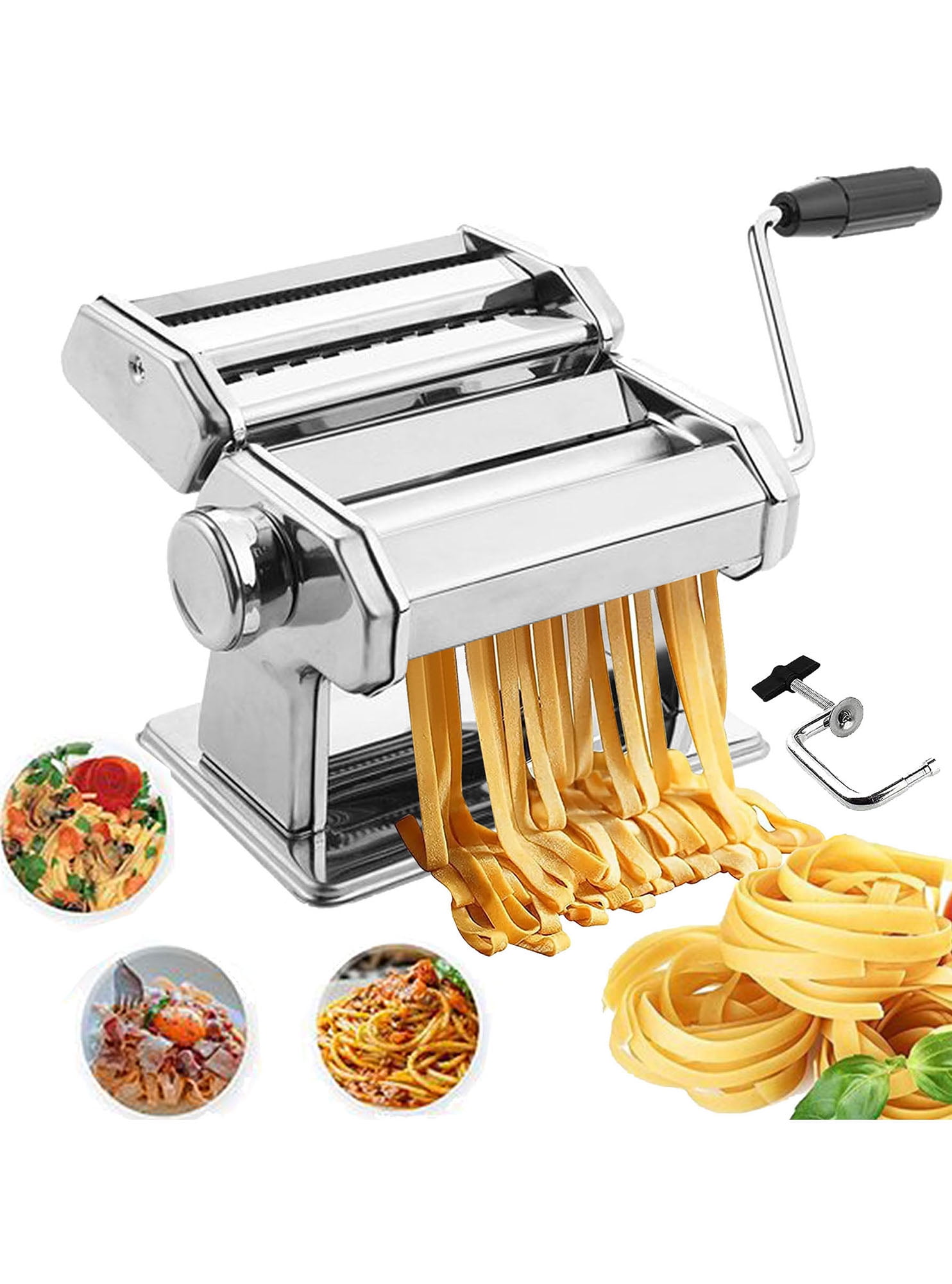 Technologie temperen lade Homemade Pasta Maker Machine, Manual Hand Press with 7 Adjustable Thickness  Settings Dough Roller for Fresh Fettuccine, Lasagna, Ravioli and Spaghetti  - Walmart.com