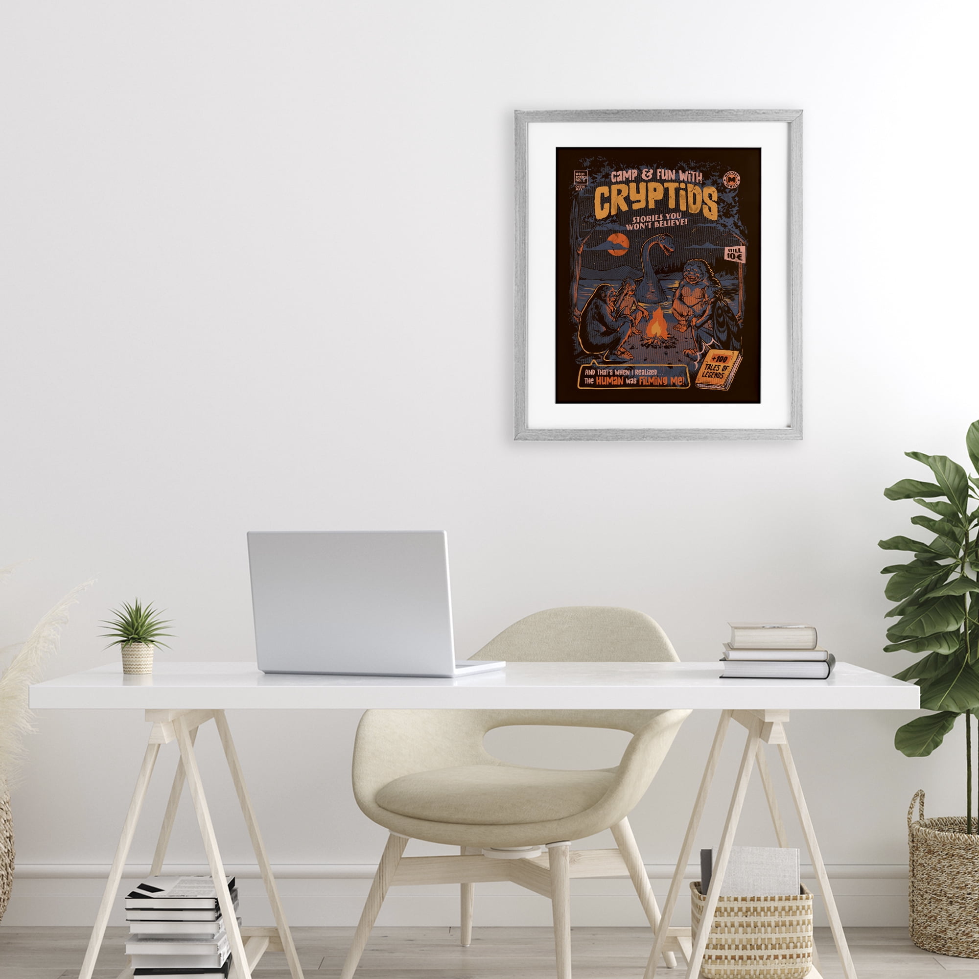 Stupell Industries Cryptid Camp Humor Gray Framed Print Under Glass, design by EduEly Designs